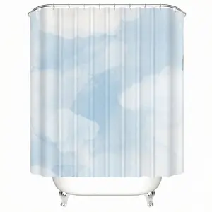 4Pcs Bathroom Shower Curtain Setswith ,Supplies,Set Including Shower Curtain & Toilet U-shape Mat & Rectangular Mat & Toilet Lid Coverand Accessories 12 Hooks Shower Essentials Cloud Bathroom Accessory