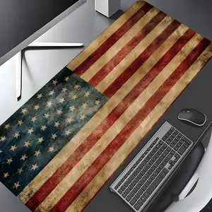 Retro American Flag Large Gaming Mouse Pad, Washable Rubber Extended Desk Mat with Non-Slip Base, Girly Aesthetic Home Office Decor, Mouse Pads for Desk, Christian Gifts for Women, Desk Accessories