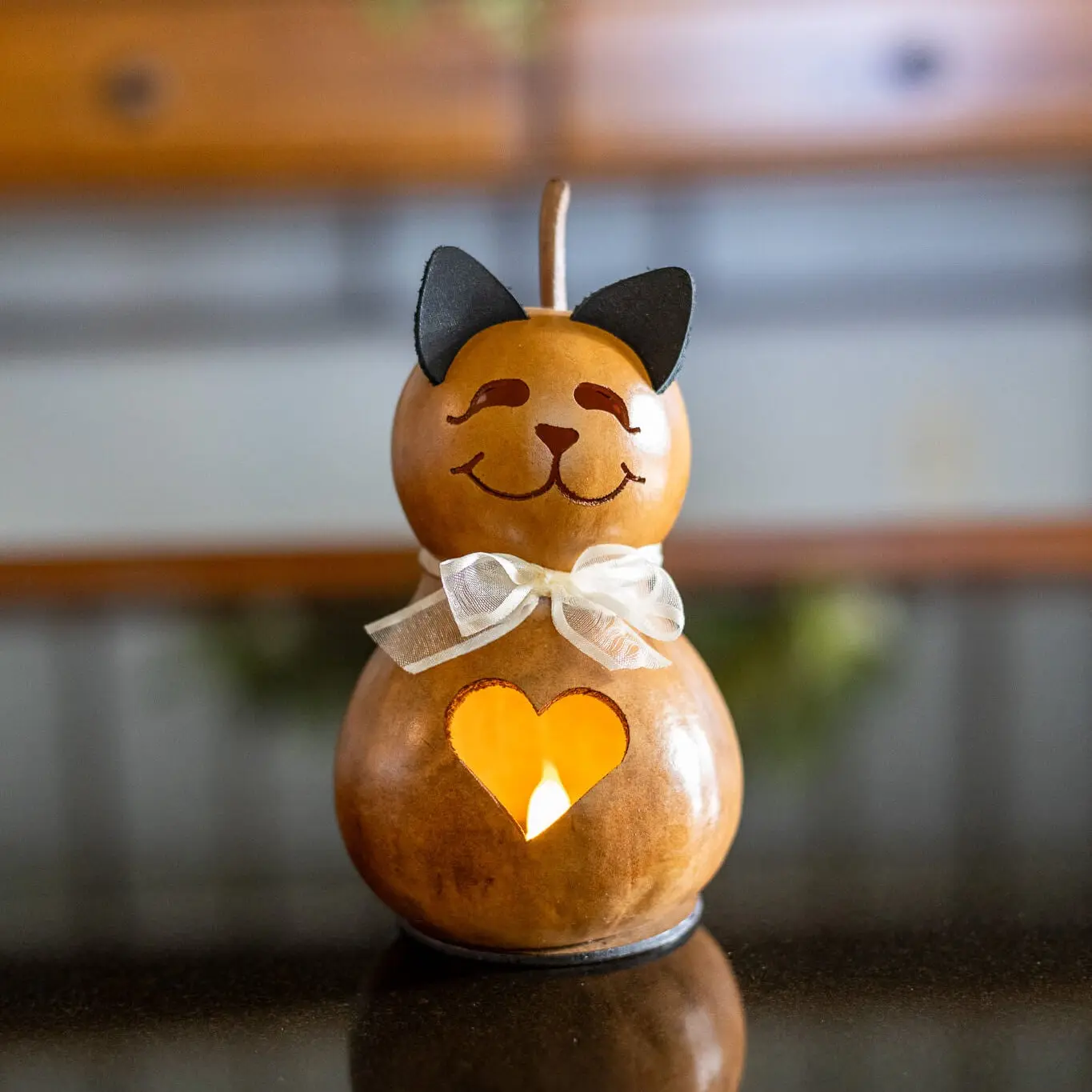 Hand-Crafted Gourd - Katie Cat - Miniature - Animal Decor