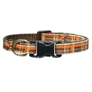 Cat Collar - "The Down to Earth" -  Breakaway / Brown, Orange, Plaid /  Fall, Autumn / Cat + Kitten