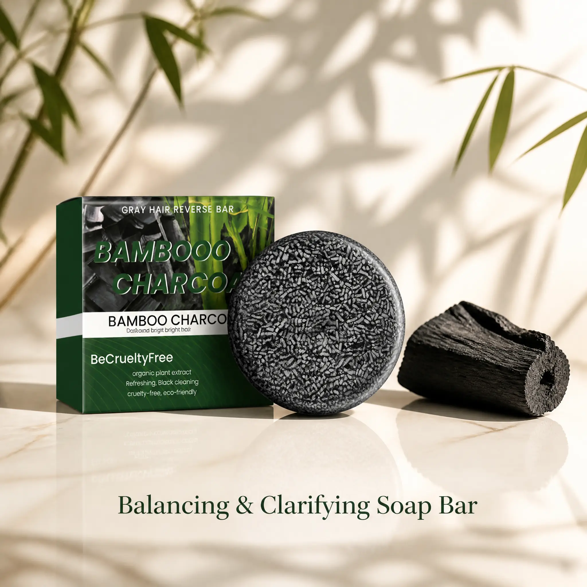Clarifying Bamboo Charcoal Shampoo Bar for Oily Scalp & Flakes Control, 60g Vegan Solid Hair Cleanser, Eco-Friendly & Travel-Friendly Haircare, Flakes Shampoo, Scalp Care Routine, Plant-Based, Clarifying Shampoo