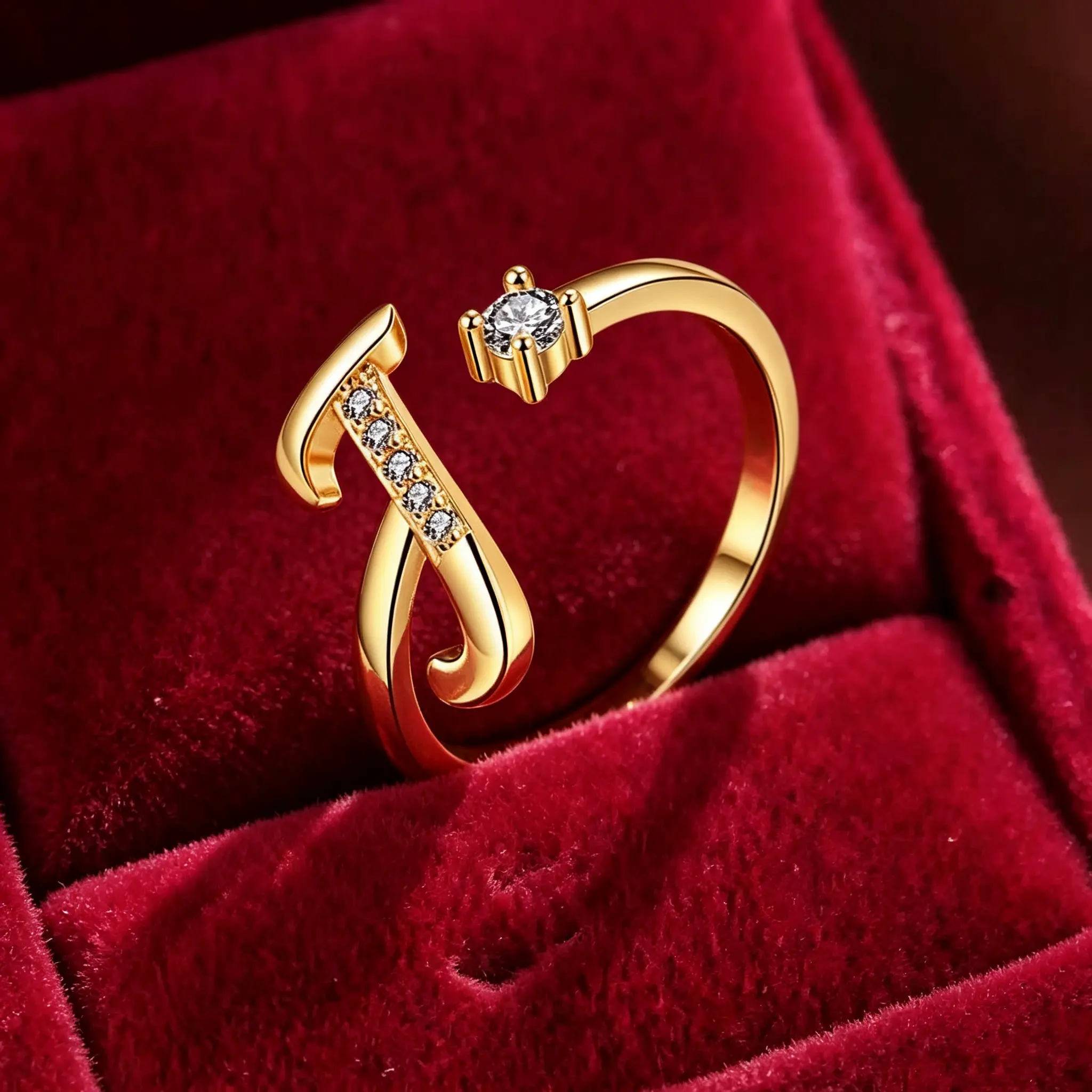 Adjustable Size Minimalist Letter Initials Ring - 26-Letter Alphabet Design, Adjustable Opening, Suitable for Everyday Wear, Artificial Gemstone Jewelry Accessory, Ring Form
