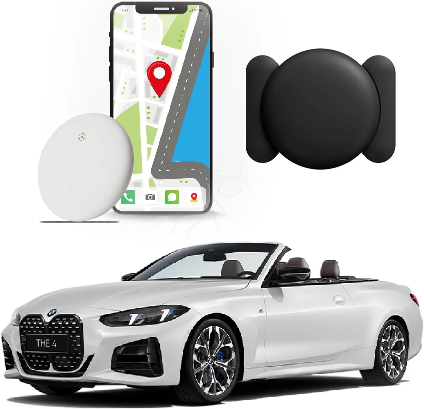 Car GPS Tracker, Mini Tracker with Weatherproof Magnetic Case - No Monthly Fees, Best Invisible GPS Tracker, Anti-lost Device, Works with Apple Find Myfath