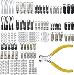 253 count Zipper Repair Kit with Installation Pliers, Zipper Extension Pulls for Sleeping Bags, Jackets, Tents, Luggage, Backpacks, Boots