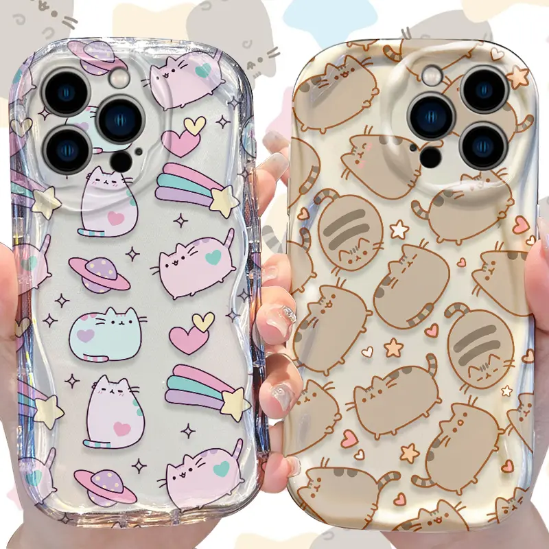 Pusheen Wave Soft Liquid Silicone Shockproof Phone Case - Casing, Soft Cover, Camera Protection for iPhone 16 E,15 Pro Max,14,13,12 Mini,11 Pro Max,XS,X,8,7 Plus - Mobile Phone Accessory, Accessories, For Iphone 12 Promax