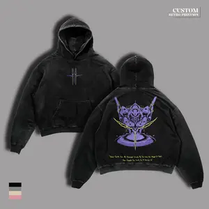 Neon Genesis Evangelion T-Shirt & Hoodie – Vintage Washed Anime Graphic Tee, Mecha Manga Merch, Oversized Aesthetic Grunge Streetwear, Heavyweight Cotton Unisex Anime Gift