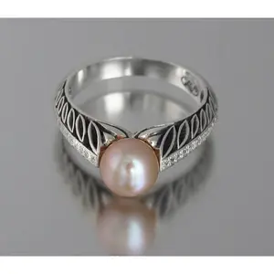Vintage Pink Freshwater Pearl Antique Silver Ring maker