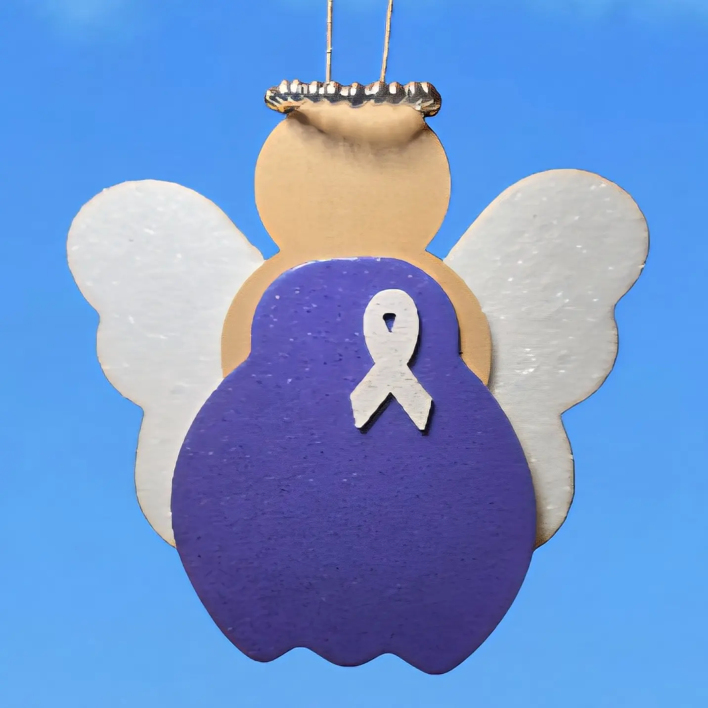 Lung Cancer Awareness Angel with white ribbon