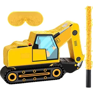 Construction Dump Excavator Piñata with Blindfold and Bat Tractor Truck Piñata for Birthday Party Supplies Construction Theme Decor