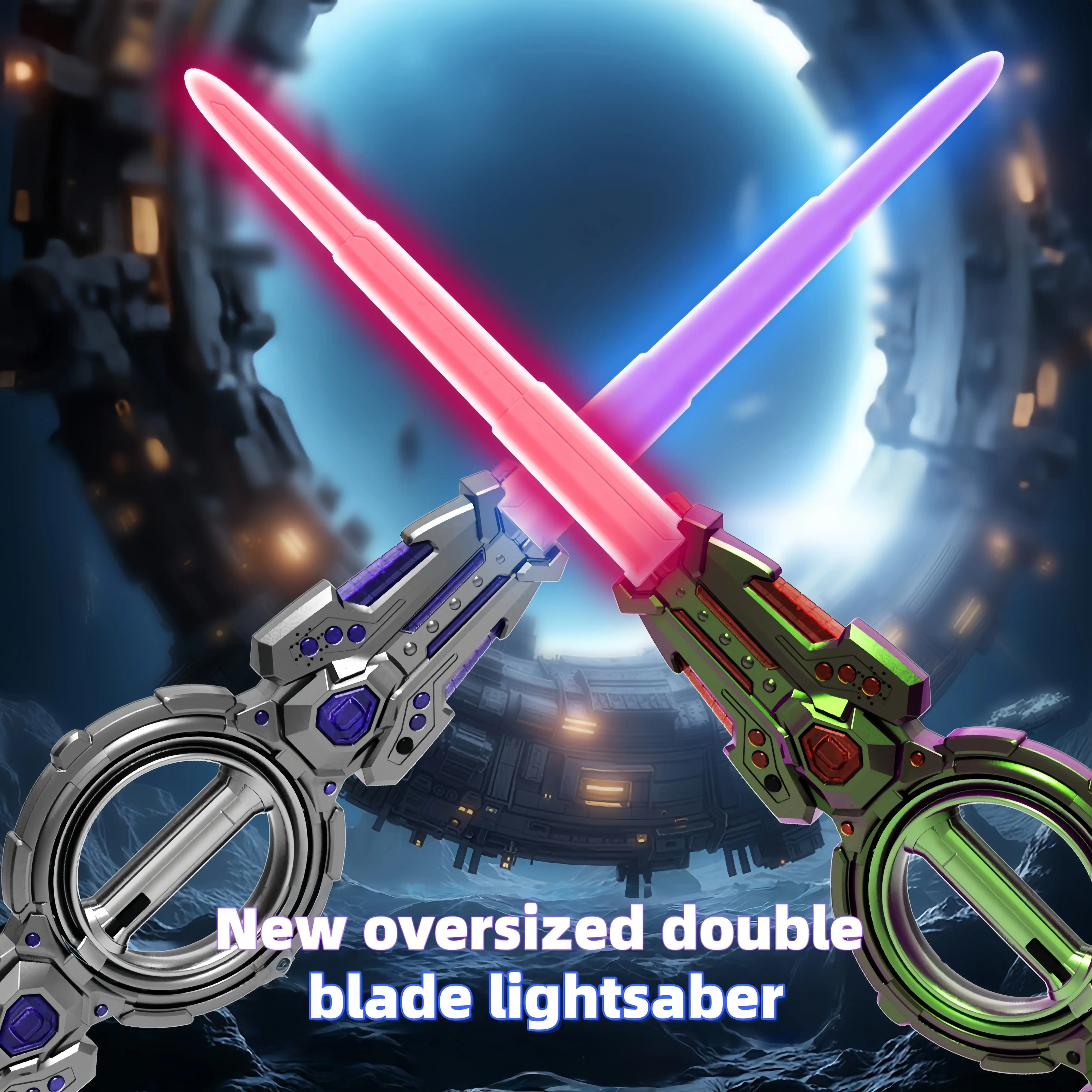 PROGGARLITE Light Toys with 16-Color RGB Flashing Sword Light up Saber for Kids Gift with Sound Auto-Retraction USB Rechargeable Gravity Sensor Toy New Oversized Double Blade Lightsaber