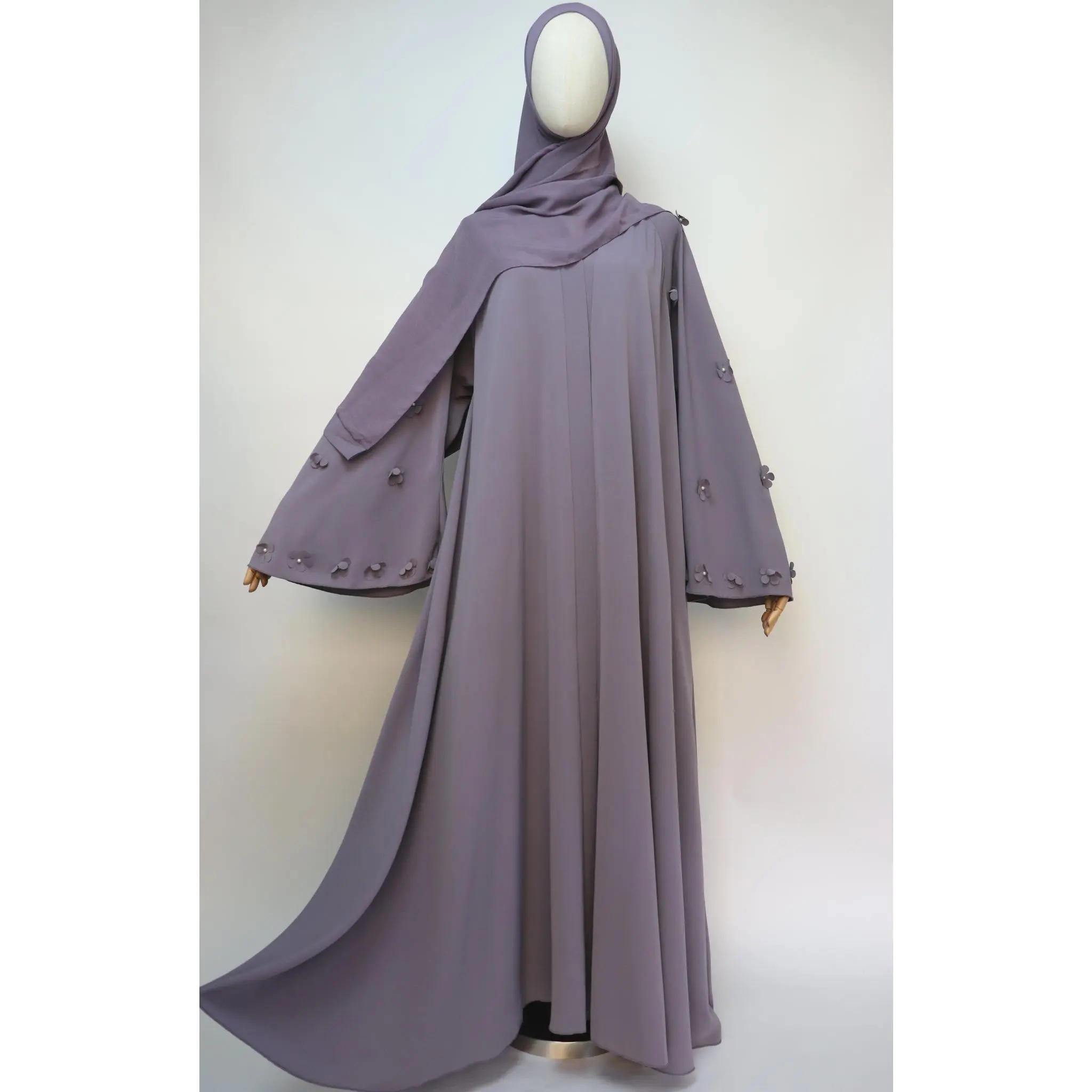 Open Flare Umbrella Daisy Abaya - Deep Lilac