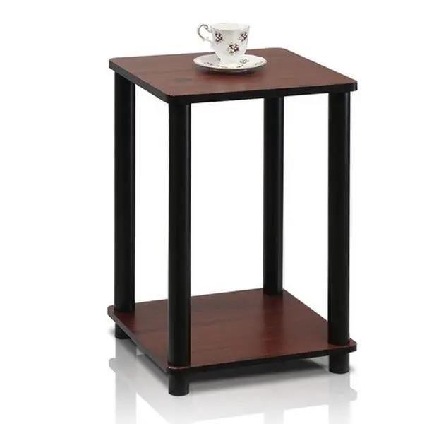 212 MAIN Turn-N-Tube End Table - Wooden Tabletop, Dark Cherry & Black, Living Room Side Table, 20x13.4x13.4 in, Living Room Tables, Tea Table