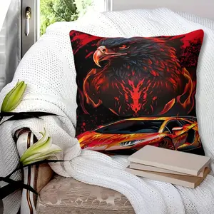 Retro Thunder Old-School Flame Classic Supercar Throw Pillow Nostalgic Vintage Racer Moody Haze, Deep Burgundy Black Smoky Tone, Bold Layered Aged Fire Texture,for Collector Sofa Heritage Stylish Statement Pillow with Inner