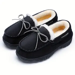 Boys Memory Foam Slip-On Moccasin Slippers Indoor Outdoor All Season House Shoes with Plush TPR Sole Cushioned Easy Clean Fabric Upper Black Grey for Kids Women's Suede Square Toe Knee High Heels Zipper Knee High Cowgirl Boots with Embroidered Men's Wide