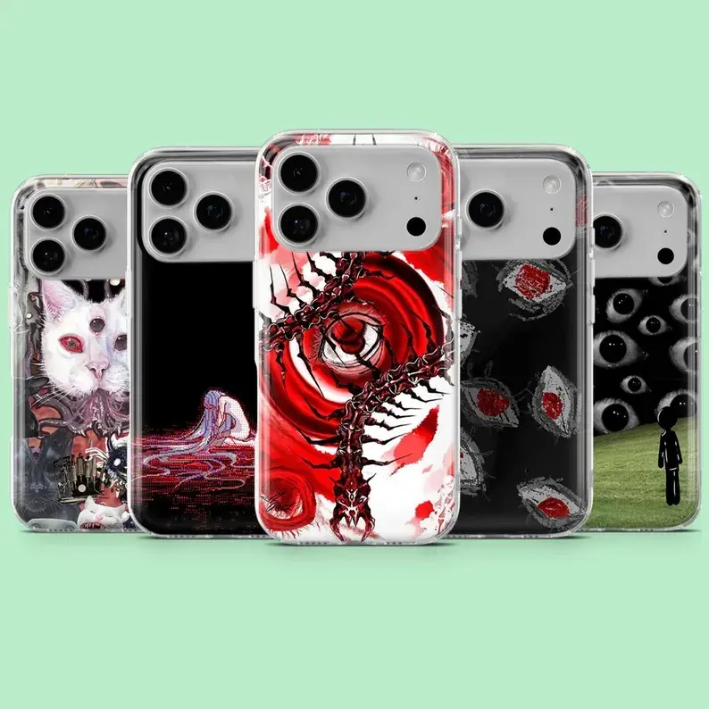 Horror Phone Case Weirdcore Creepy Eyes Cover for iPhone 17, 17Pro, 16, 15, 14, 13,12,11