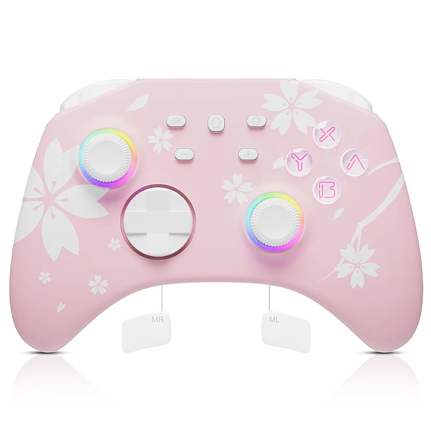 Wireless Pro Controllers for  , Windows PC iOS Android Steam/Steam Deck, Sakura Pink  Controller with , Headphone Jack, Adjustable LED Light/Turbo/Vibration