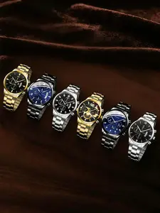 Men's Business Fashion Round Dial Analog Quartz Watch, with Box, Fashion Watch Set for Party, Daily Decor, Trendy All-match & Exquisite Watch Set for Birthday Gift, Business Fashion Watches