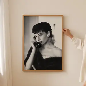 Audrey Hepburn Print, Vintage Actress Print, Black and White Wall Art, Chic Wall Art, Old Hollywood Prints