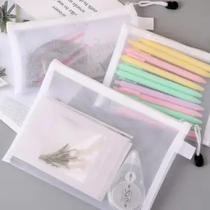 3-Piece Nylon Mesh Zipper File Bag Set, Transparent Multi-Functional Stationery Storage Bags, Ideal for Puzzle Toys & Organizing