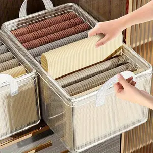 Clear PVC Foldable Storage Box with Steel Frame – Multifunctional Dustproof Organizer for Clothes, No-Lid Design, Bedroom Closet Space Saver