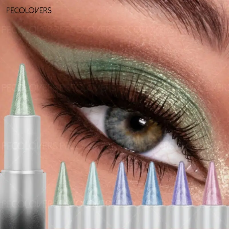 6pcs Metallic Eyeshadow Stick Smoky Dark Green Eye Shadow Pencil Waterproof Pearlescent Highlighter Eyeliner Pencil Cosmetics
