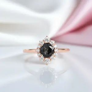 14k Rose Gold Black Rutilated Quartz Engagement Ring