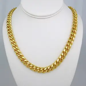 14K Real Color Plain Chain for Men - 12mmx60cm