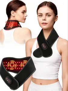 1 Piece Red Light Therapy for Neck and Shoulders Wrap, Cordless Infrared Heating Pad Belt with Vibration for Body, Hands, Rechargeable Portable Neck Massager with Heat 660nm/850nm, Wearable Heating Pads