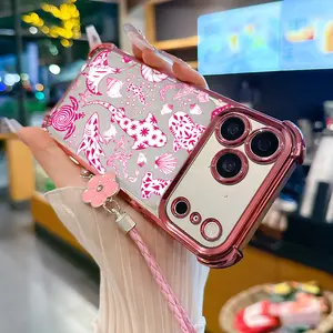 Pink watercolour shark whale oceanlife Pattern Phone Case for iPhone Samsung Galaxy 17Pro Max Air 16 15Plus 14 13 12 11 S26 S25 S24 S23 S22 Cases, Shockproof Drop, Protection Durable, Bumper with Lanyard Art.0612