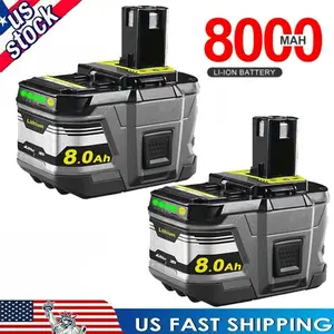 8.0Ah 18V Battery P108 One Plus For RYOBI 18 Volt High Capacity Lithium-Ion High Performance high-quality with LED 100% NEW