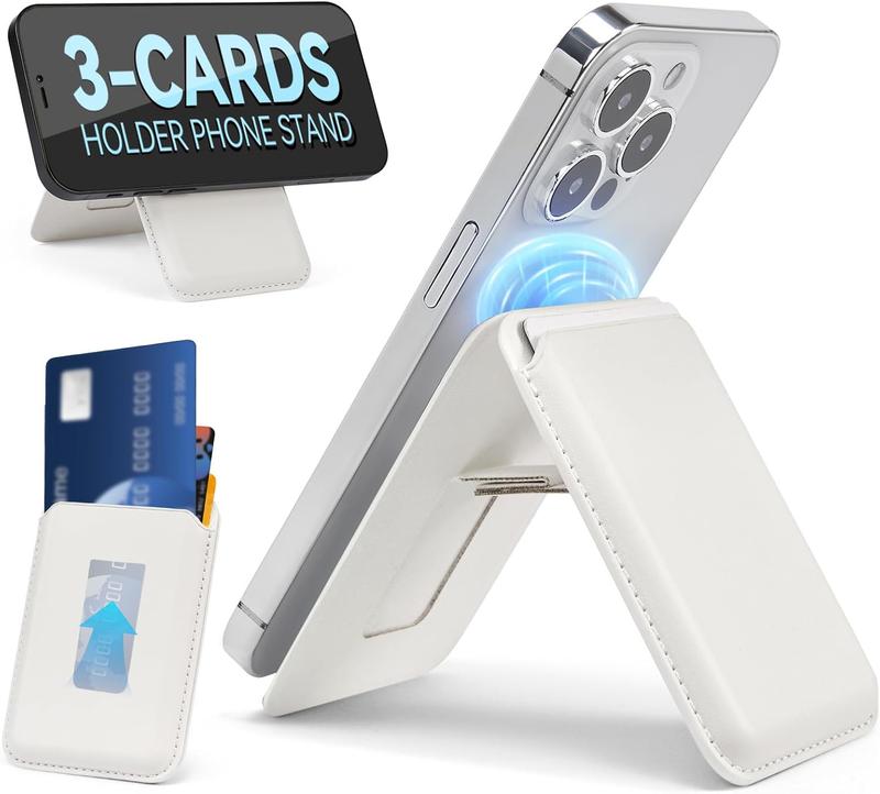 Mag Safe Wallet with Stand Magnetic Wallet for Phone Leather Magsafe Card Holder Compatible with iPhone 16/15/14/13/12 series and MagSafe cases, 1 Slot Fit 3 Cards magsafe wallet card holder