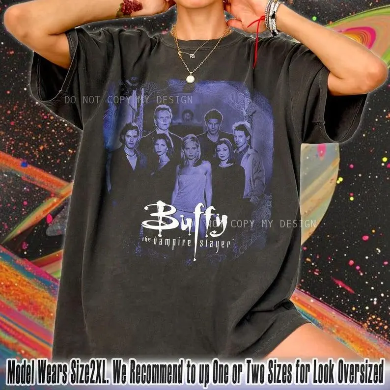 Buffy The Vampire Slayer Graphic Tee, Buffy & Angel Movie Tee, Y2k Graphic Tee