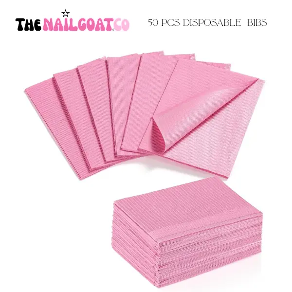 TheNailGoatCo Luxury 50PC Disposable Dental Bib Pack, Lightweight Durable Salon Supplies for Nail Professionals
