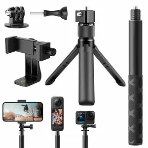 Selfie Stick Time-Lapse Handle Tripod Stabilizer + 1.1m Extendable Pole Invisible Selfie Stick Set for Insta360 X4/x5, Dji Osmo 360