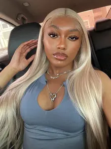 28 Inch Long Straight Blonde Wigs for Women, Gorgeous Fluffy Wigs without Bangs, Synthetic Lace Front Wigs for Party, Daily Use, Lace Frontal Wig