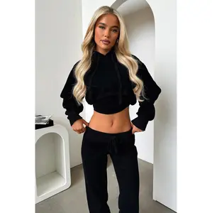 Zaina Cropped Hoodie - Black