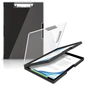 Transparent Plastic File Folder, Portable Writing Board, A4 Paper Storage, Document Archive Organizer, Ideal for Office & School Use