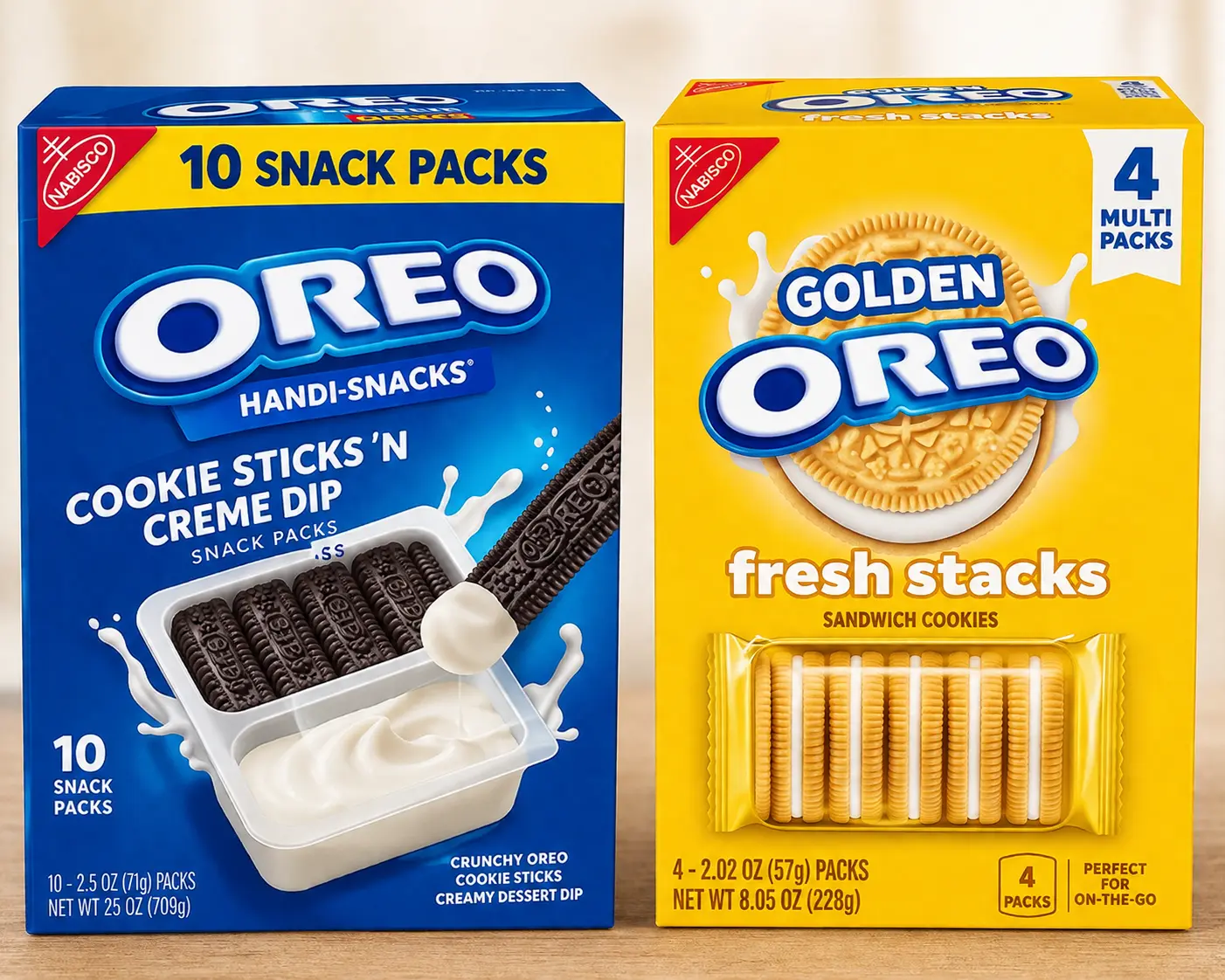 Chocolate Cookie Sticks with Crème Dip & Golden Vanilla Sandwich Cookies Variety Snack Pack, 14 Individually Wrapped Travel Snack Packs