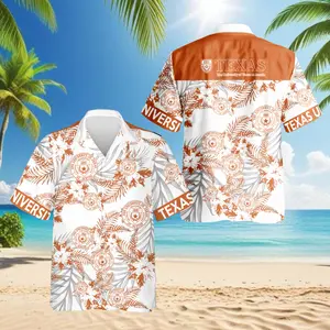 Texas University Hawaii Shirt Men Women Beach Wear Short Sleeve Hawaii Shirt Summer Beach Shirts Menswear Top Button Womenswear Blouse Comfort