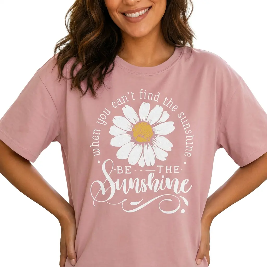 Be The Sunshine Shirt Women Plus Size Daisy Graphic Tee Inspirational Quote Top