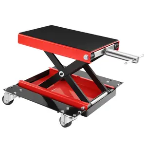 [fathers day gift]Motorcycle Scissor Lift Jack,1100lb Motorcycle Lift with with Dolly Wheels & Hand Crank,Adjustable Motorbike Center Stand, for Garage Maintenance & Repair