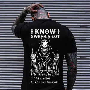 I KNOW I SWEAR A LOT unisex shirt, Hoodie, Sweatshirt, Spooky Season, October Vibes Only, bold graphic tee, graphic tee shirt, Aesthetic, Skeleton Graphic,Trendy, 90s, Daily Wear, spooky halloween shirt, tattoo tee