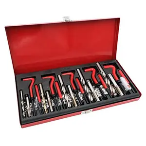 Rotary Thread - All-in-one Inch Coil Kit, 131+1 Piece Thread Repair Tool Kit with bits, taps, Inserts in SAE Sizes: 1/4", 5/16", 3/8", 7/16", 1/2" with Bonus RT1 3/8" Dia. Head Thread File and Collet