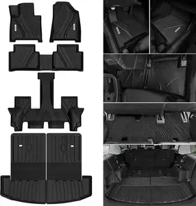 YITAMOTOR Floor Mats & Trunk Mat with Backrest for 2024 2025 Hyundai Santa Fe (Not Hybrid) 6&7 Seat, TPE All Weather Floor Liner Santa Fe Accessories