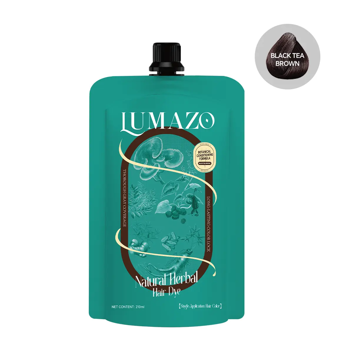 Unisex Herbal Single-Dose Color Dye Shampoo - Grey Coverage Haircare Product with Gentle Damage-Free, Ammonia-Free, Nourishing Formula, 3 Vibrant Natural Long-Lasting Shades