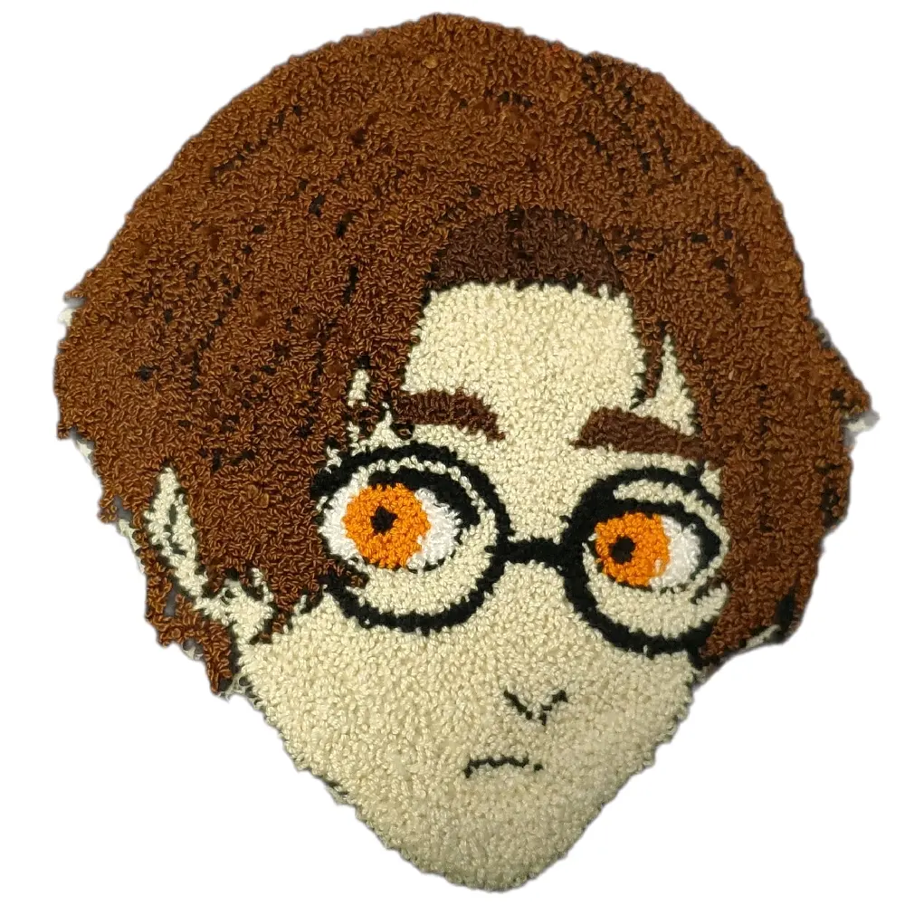 Kenyu Yukimiya Punch Needle Coaster - Wall Hanging, Character Design, Brown and White Color Scheme, Unique Craftsmanship