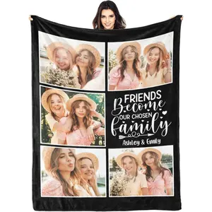 Personalized Friend Blanket Gifts for Women Bestie BFF Sister Blanket with Picture Customized Blankets with Photos Best Friend Birthday Personalized Friendship Gifts for Women Bestie Sister