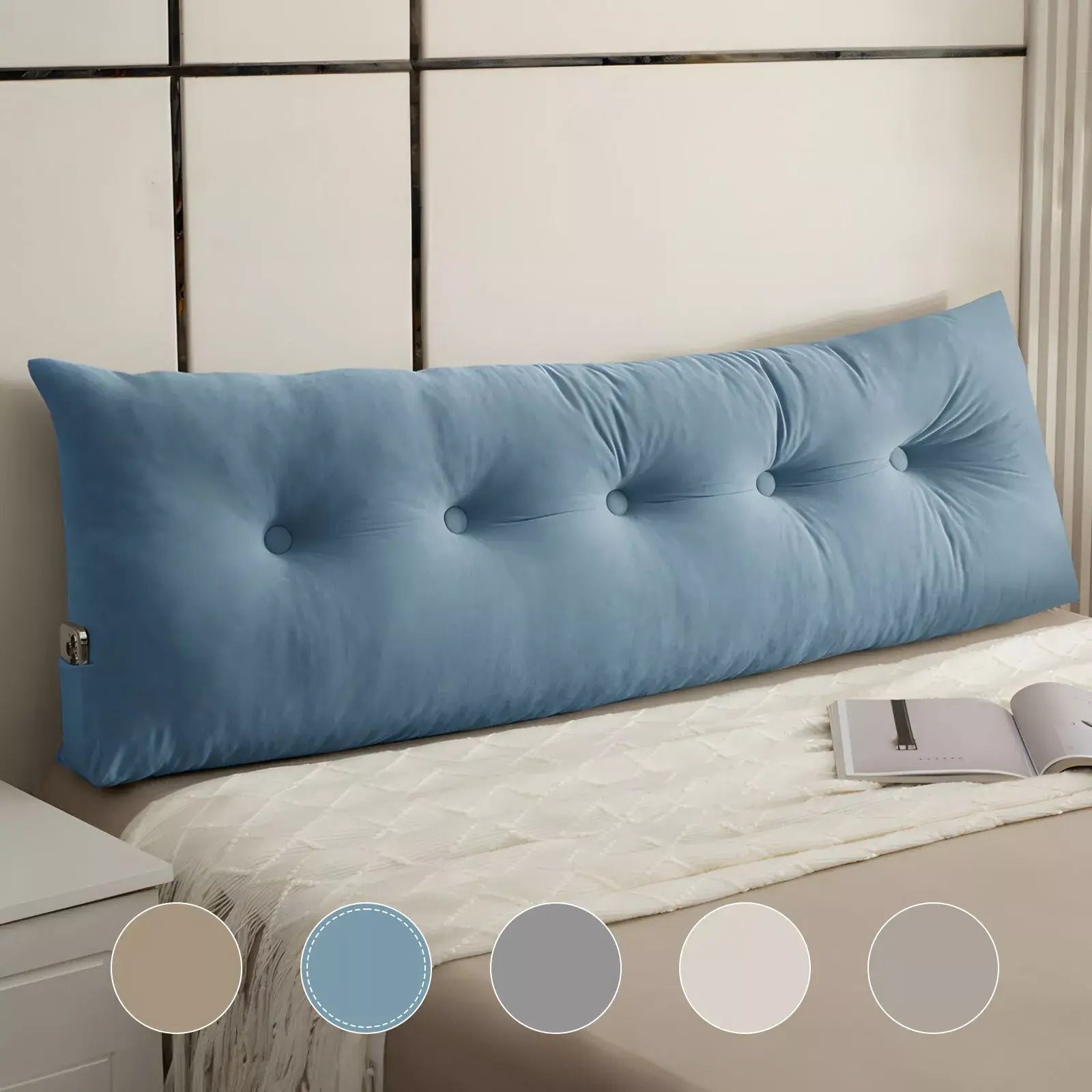 Luxury Memory Foam Wedge Headboard Reading Pillow - Triangular Bolster Backrest, Fluffy Soft Fabric, Supportive Sitting Cushion for Bed, Sofa