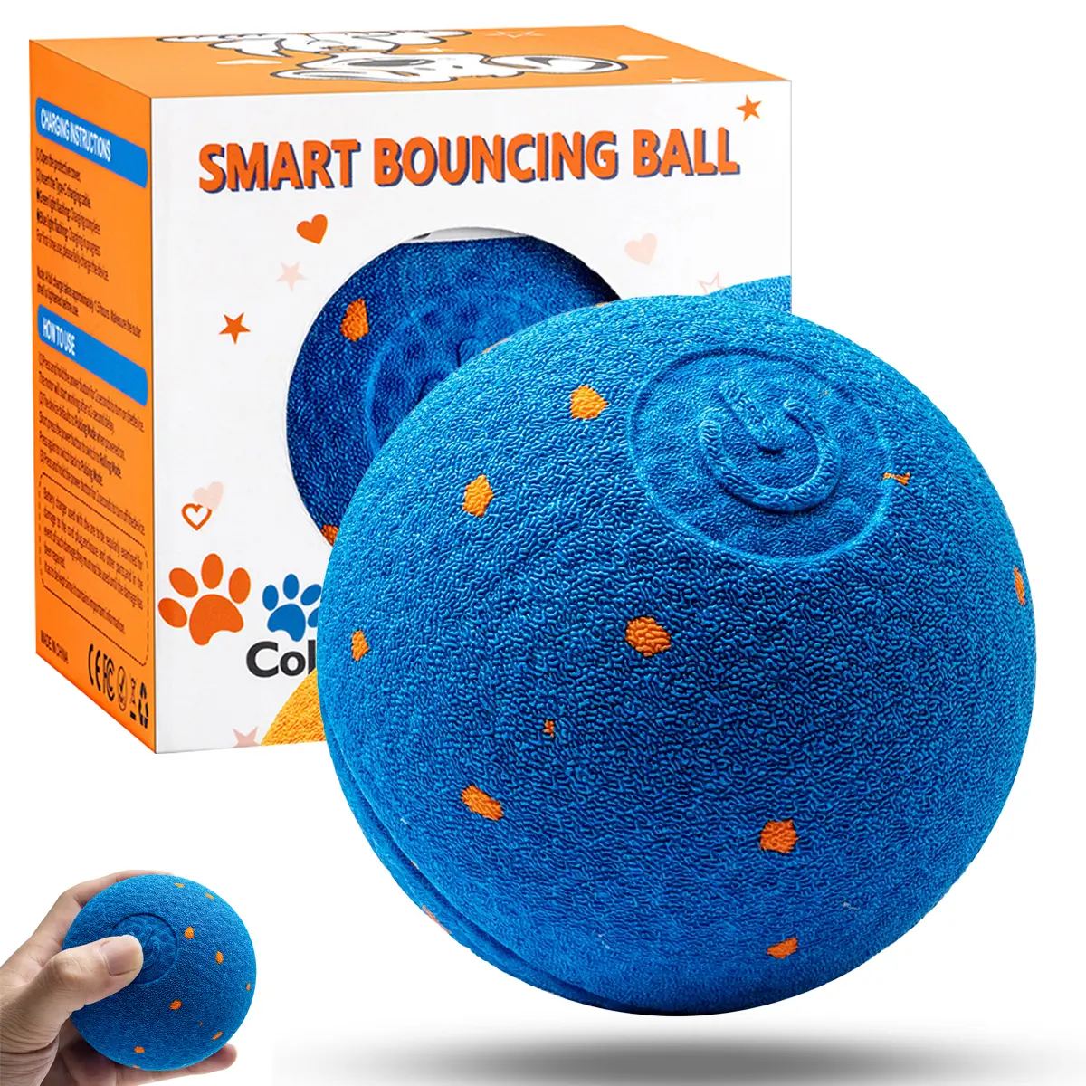 3.3-inch Smart Interactive Dog Toy Ball - Normal & Gentle Automatic Bouncing, Rolling, Vibrating Motorized Ball for Medium-Large Dogs, Rechargeable Self-Moving Electronic Pet Toy for Boredom, Indoor Chase, Rainy Days, Self Moving Balls, Ball Toy