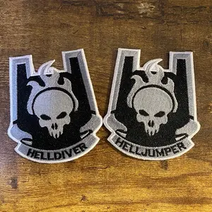 Helljumper Helldiver Embroidered Patch ODST Inspired Helldivers & Halo Crossover Morale Patch Iron On Sew On or Hook Backing Gamer Patch for Jackets Bags Gear